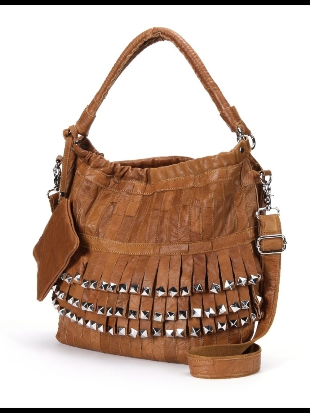 Amerileather Tutu Studded Leather Patchwork Shoulder Bag